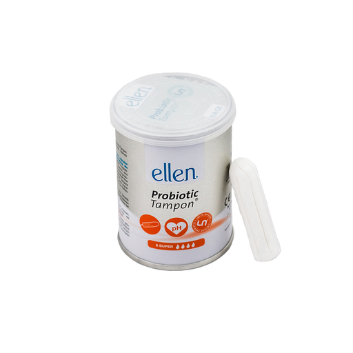 Ellen Супер Тампоны с пробиотиками, тампоны женские гигиенические, 4 капли, 8 шт.